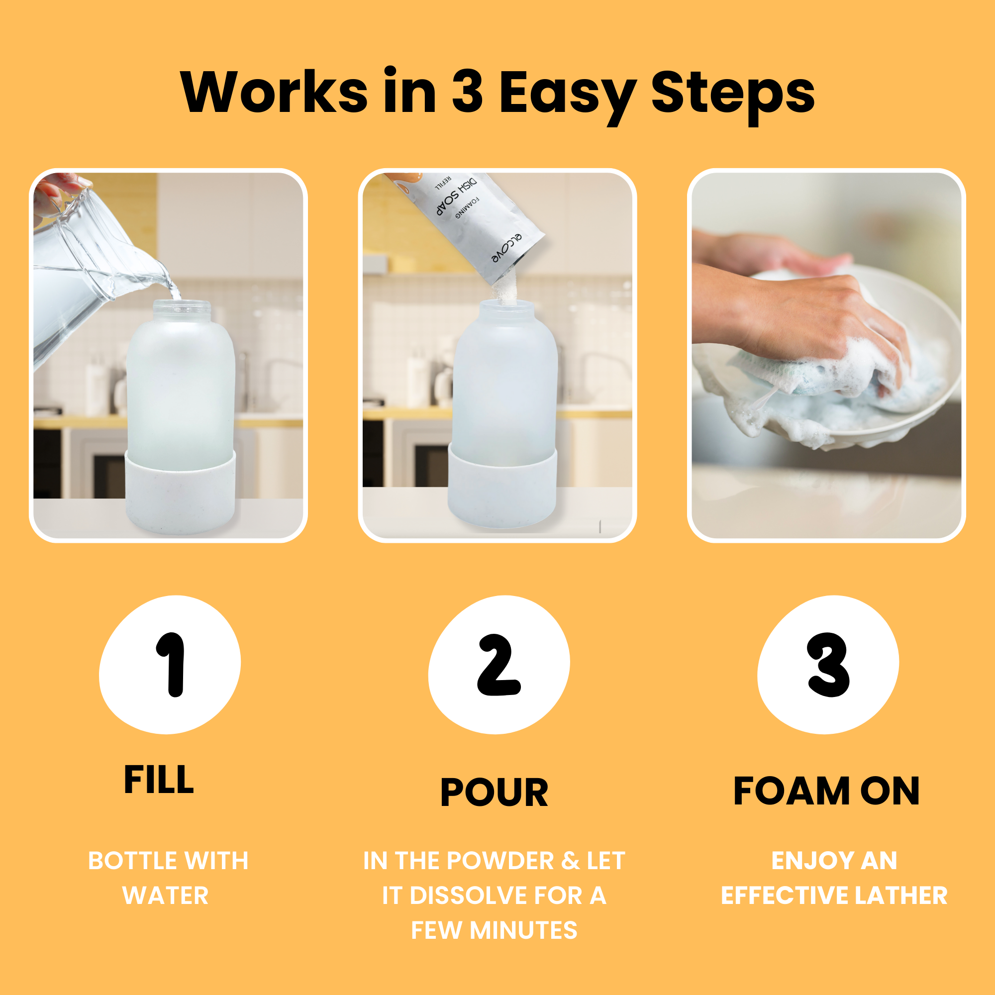 Foaming Dish Soap Refills (Sets of 5,10 or 15 Refills) - Mango