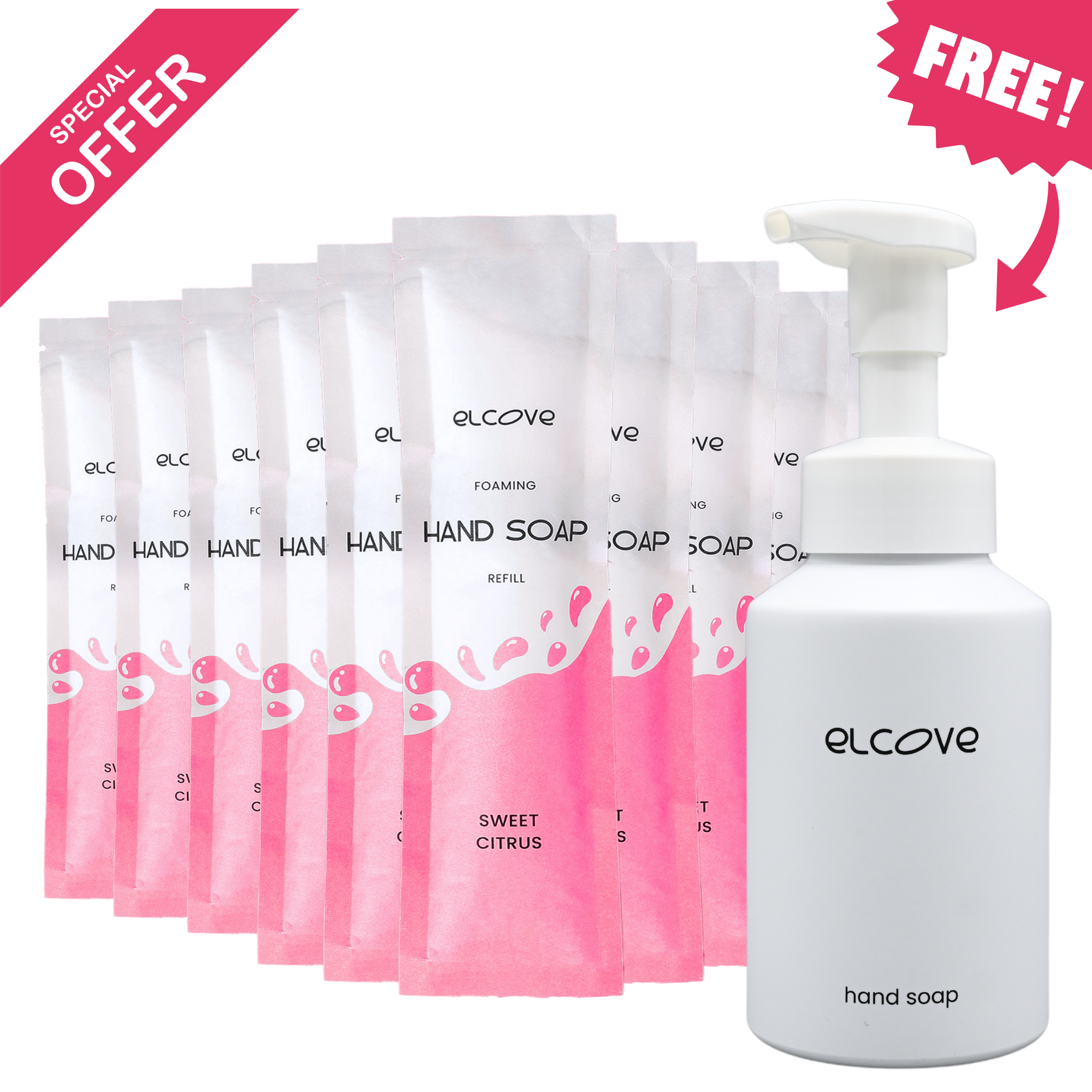 Foaming Hand Soap Refills 10pk + Free Reusable Aluminum Bottle